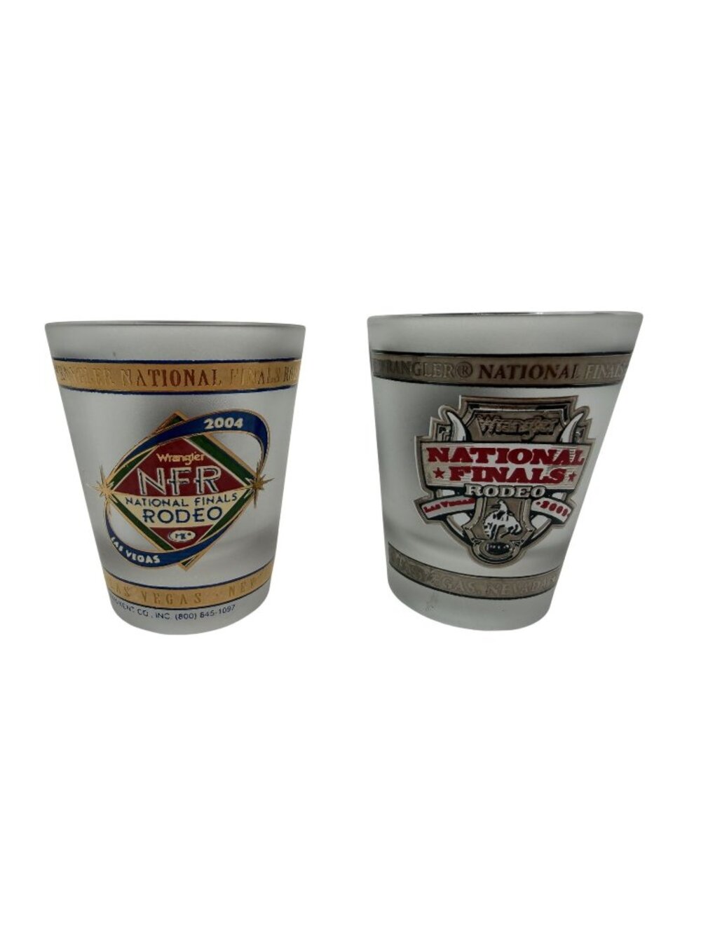 National Finals Rodeo Shot Glasses 2 Oz Clear Logo Barware 2004 2009